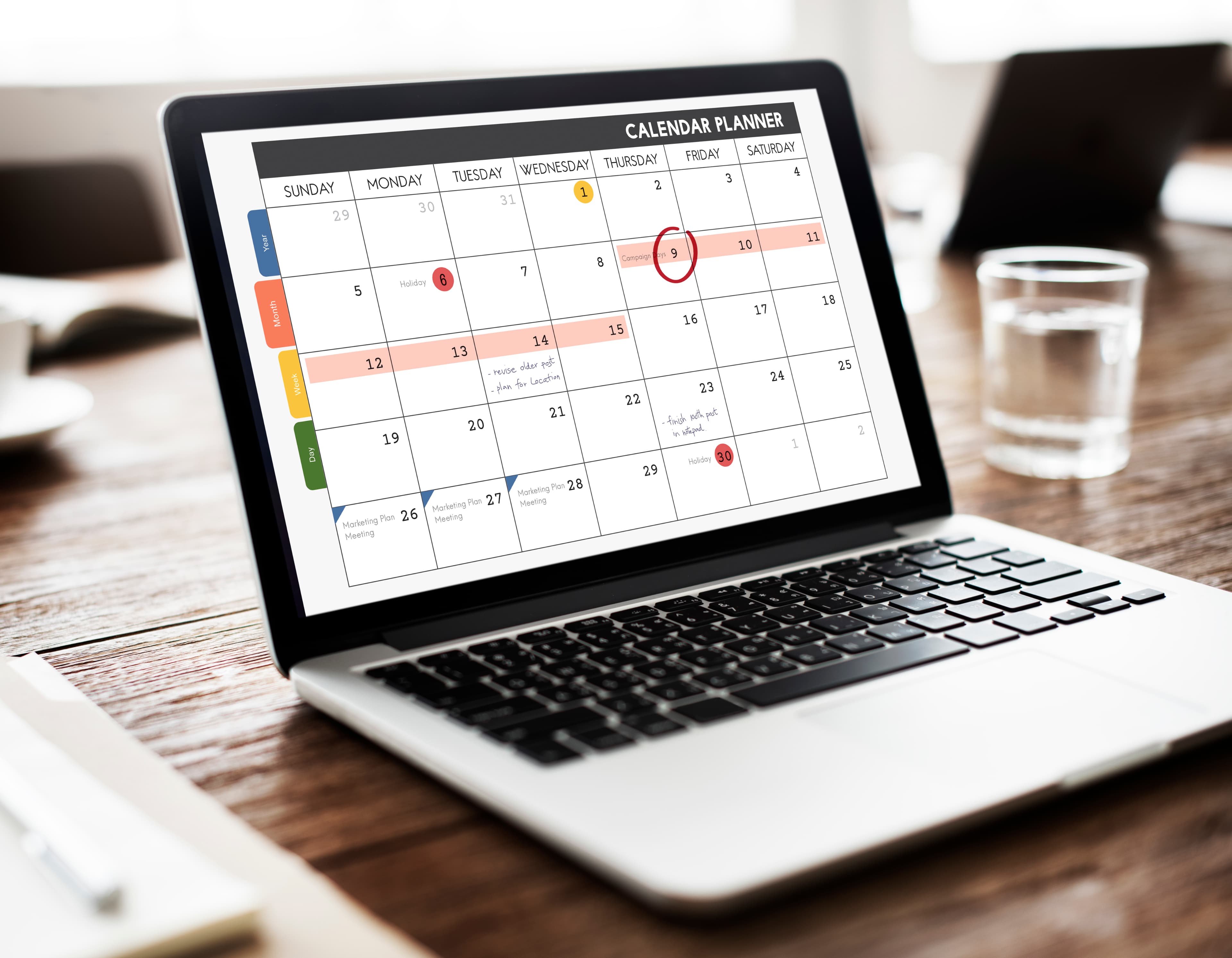Calendário no portátil