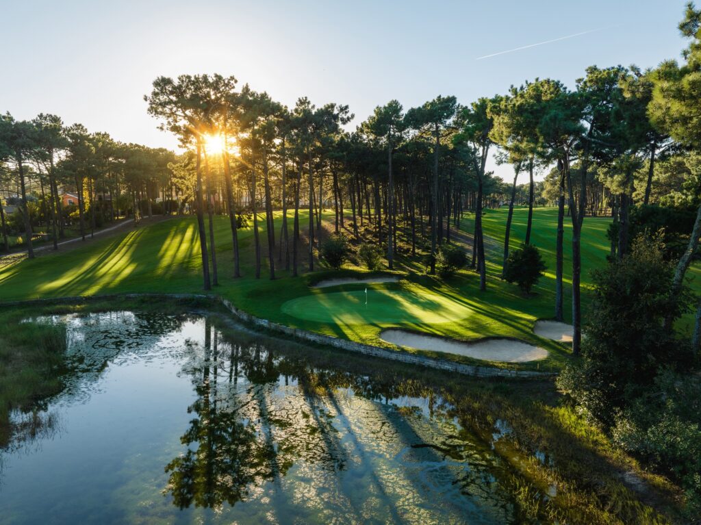 Golf course at sunset