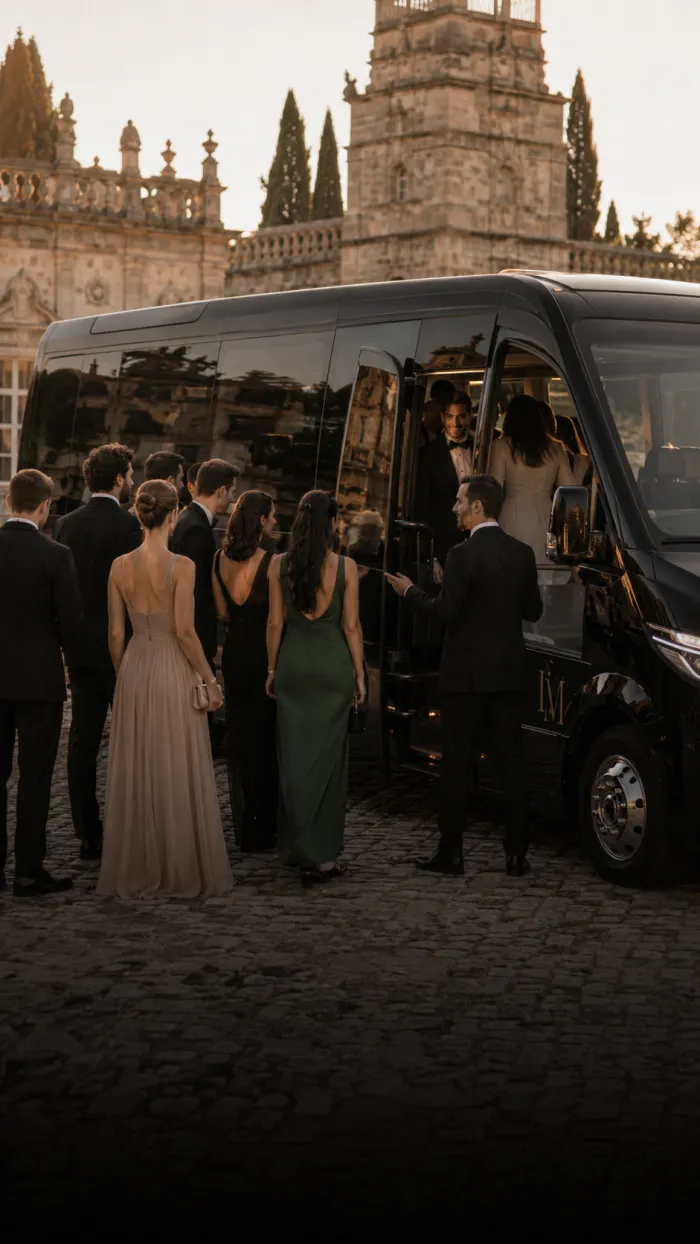 Coach beside Tower of Belém
